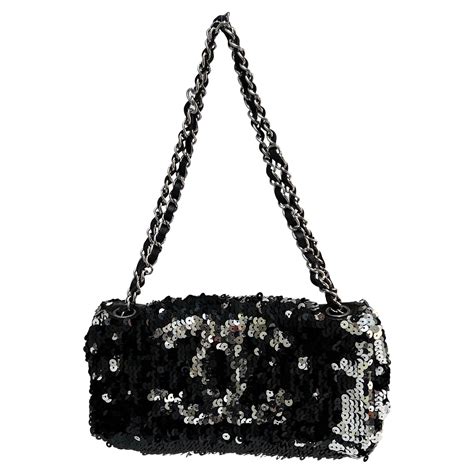 black sequin chanel bag